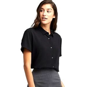 Uniqlo Rayon Short-Sleeved Blouse Black L